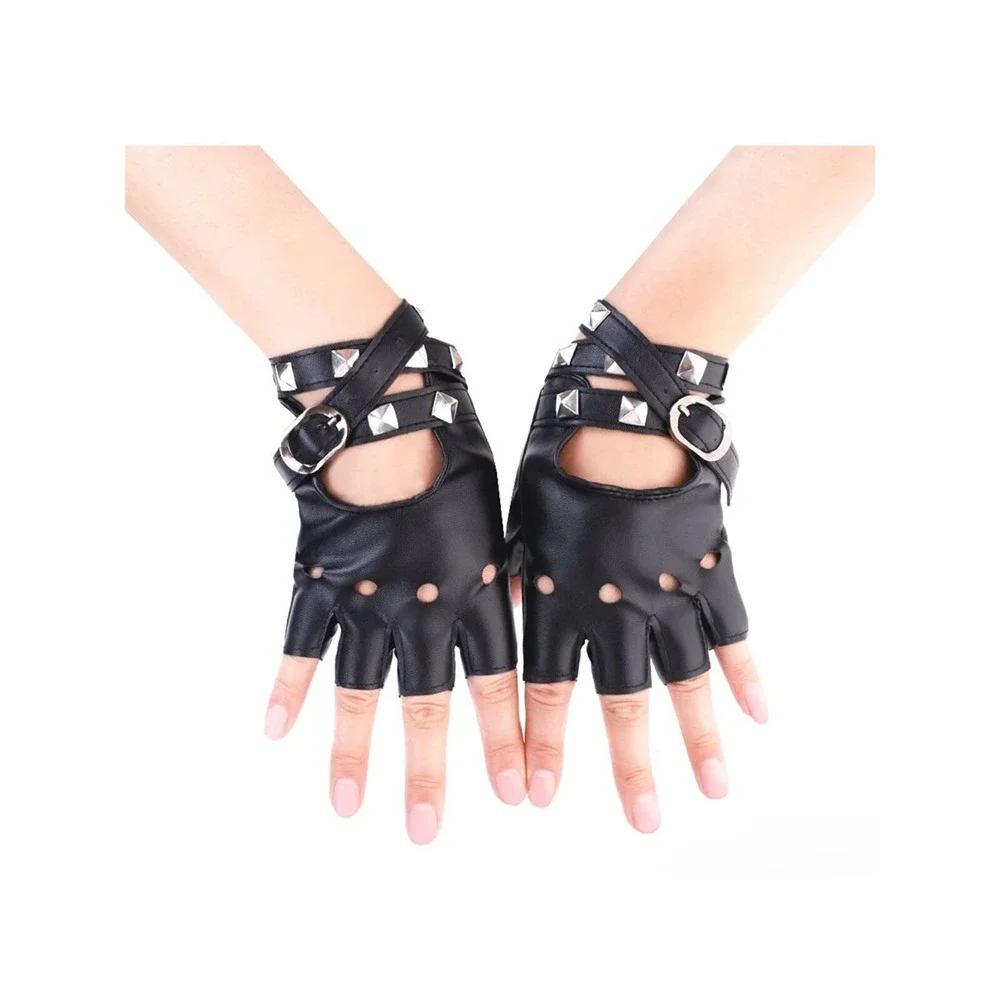 Juniors Women Fingerless Faux Leather Gloves  ~ New